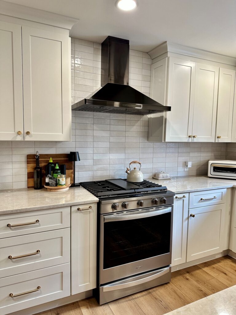 white kitchen cabinets and oven