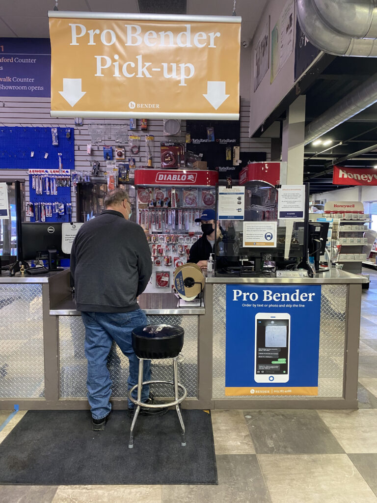 man at ProBender pickup counter