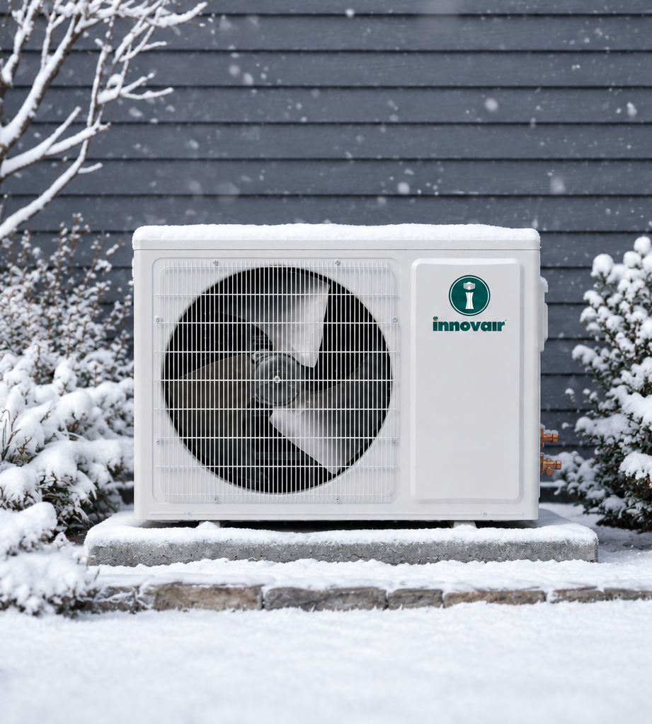 HVAC unit outside in winter setting